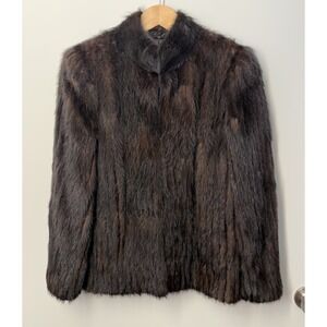 Vintage 80's Luxurious Mink Coat Jacket Shiny Dark Brown Saga Mink Fur Size M
